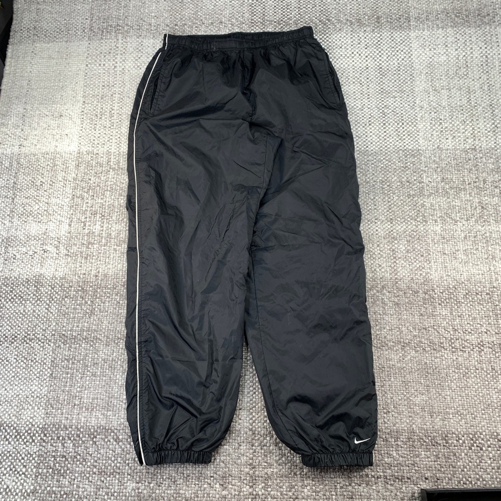 Nike Track Pants Men Large Black Vintage Team Mesh Lined Windbreaker Joggers